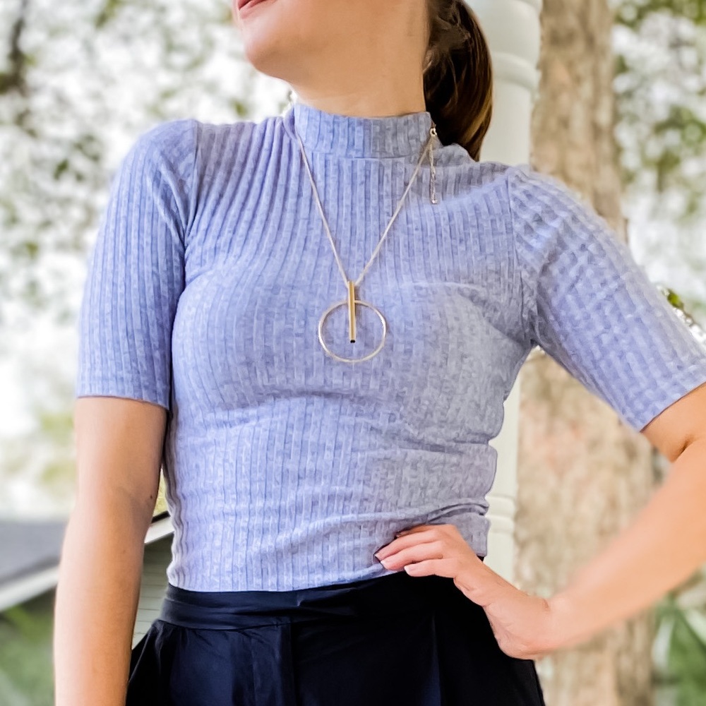 Cotton on fitted mock neck top